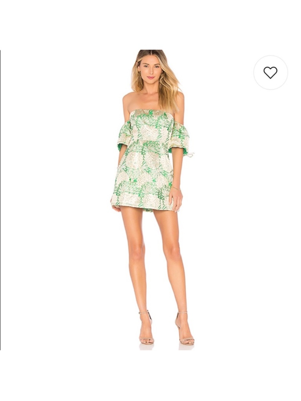 Lovers + Friends Strapless Green Floral Mini Dress